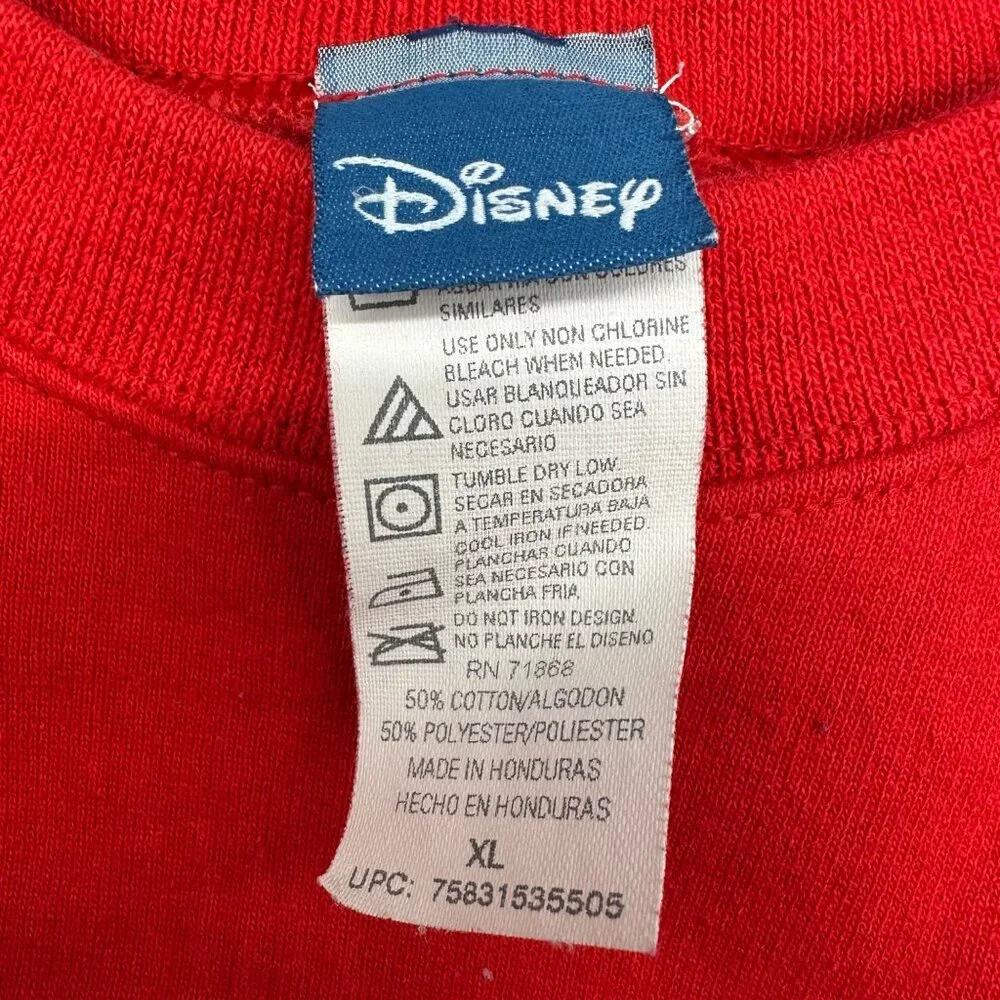 Disney Mickey Mouse Christmas Sweatshirt Tis The Season To Be Jolly Red XL - Picture 4 of 7